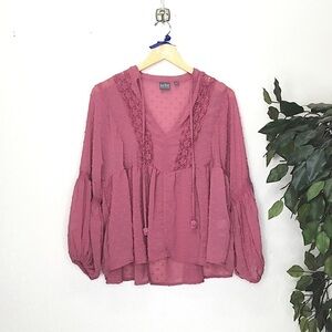 NY&Co Soho Jeans Sheer Pink Boho Blouse